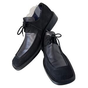 Vintage 90s Début Leather Suede Square Toe Derby Shoes 41